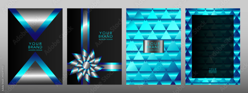 Aufkleber modern black and blue frame design set. abstract luxury geometric pattern triangle texture. graphic 
