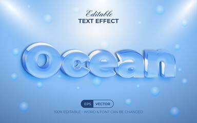 Ocean text effect blue style. Editable text effect.