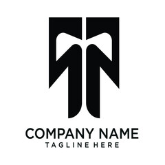 Letter T logo design with bow tie black and white vector files