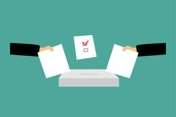 ballot paper thrown in the ballot box, election, politics vector illustration
