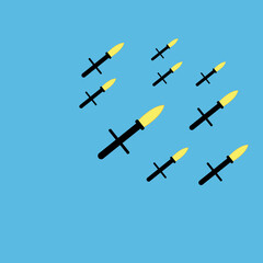 cruise rockets flying at target on light background vector illustration