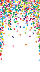 Falling colorful numbers. Math study concept with flying digits. Incredible back to school mathematics banner on white background. Falling numbers vector illustration.