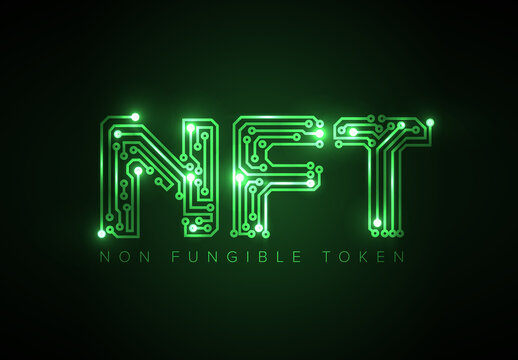 Nft Non Fungible Token Green Light Concept Illustration Template