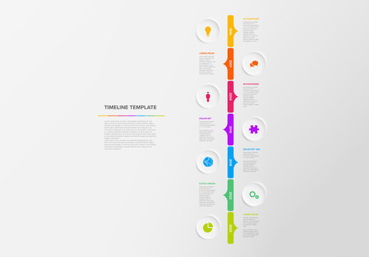 Seven Circle Steps Simple Vertical Timeline Process Infographic