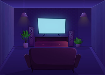Living room in flat style. Cartoon vector illustration. Isolated background. Flat design style vector illustration