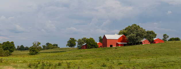 Red Amish Farm Buildings in the Holmes County Countryside in Summer © Seth