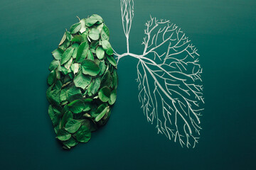 Lungs tree concept of air pollution and purification. Ecological symbol. Pneumonia and bronchitis idea illustration - 502477701