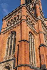 Protestant St John's Church (Johanneskirche, 88 m high tower) in the square of Martin-Luther place....