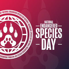 National Endangered Species Day. Holiday concept. Template for background, banner, card, poster with text inscription. Vector EPS10 illustration.