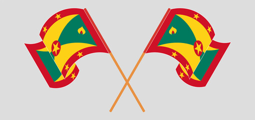 Crossed and waving flags of Grenada