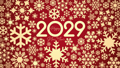 Fototapeta na wymiar 2029 Happy New Year in golden design, Holiday greeting card design.
