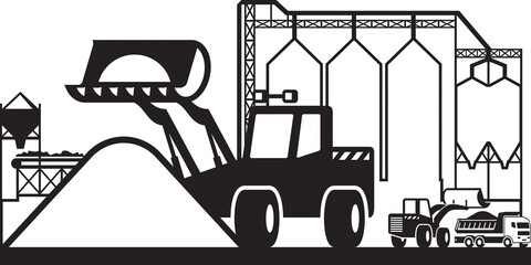 Wheel loader working at stone pit – vector illustration © angelha
