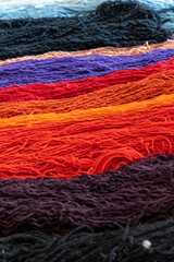 Yarn colored with natural dyes in Oaxaca Mexico