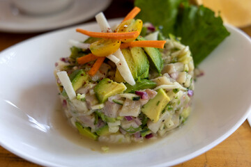 Fresh Plate of Mexican Ceviche with Avocado