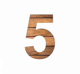 Number 5 - Five digit on tongue and groove board