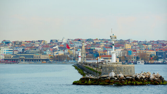 The Istanbul Kadikoy Inciburnu Feneri Lighthouse. Located in Bosphorus