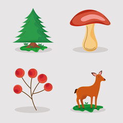 four landscape nature icons