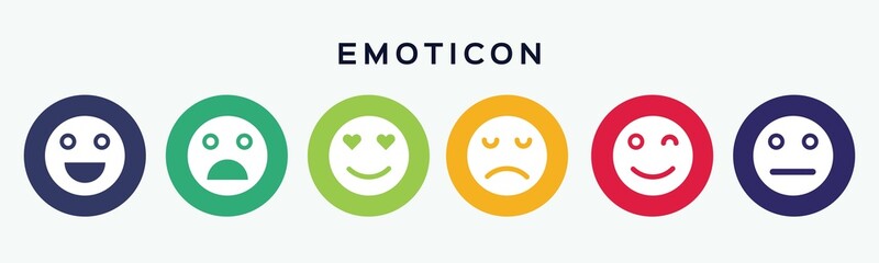 Emoticon flat icon set.