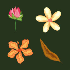 three flowers and leaf
