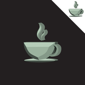 Coffee cup 3D vector logo. This logo is perfect for coffeeshop logos or coffee-related businesses.