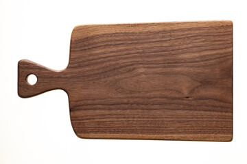 Chopping board isolated on white. Handmade walnut wood chopping board. Handmade wooden pallets.
