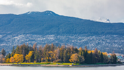 Landscape of a Stanley Park. View from Vancouver Harbour British Columbia, Canada