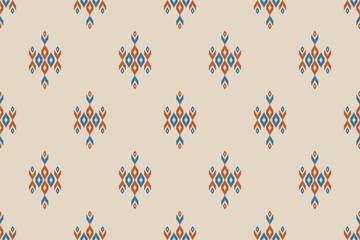 Ikat seamless pattern in tribal. Fabric ethnic pattern art. American, Mexican style. Design for background, wallpaper, vector illustration, fabric, clothing, carpet, textile, batik, embroidery.