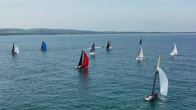 Yacht Race in the Summer Aerial View
