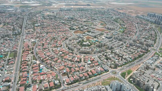 Aerial Drone Above a Israeli Southern District Netivot