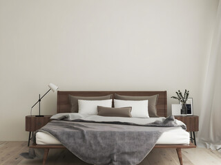 Simple bedroom interior . 3d rendering. 3d illustration