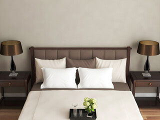 Vintage bedroom interior. 3d rendering. 3d illustration