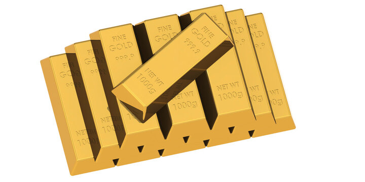 Gold bars isolated on white background
