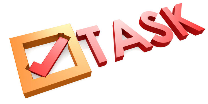 Task word with checkmark isolated