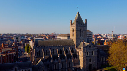 Fototapeta premium Christ Church Cathedral in Dublin - aerial view