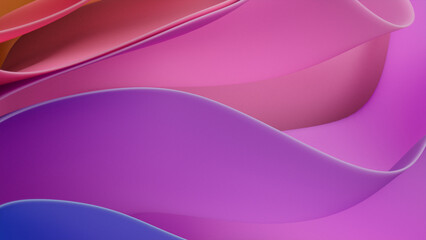 Undulating Pink and Purple Layers. Trendy Abstract 3D Background. 3D Render.