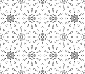 Black and white seamless illustrations. Coloring book, colouring page for children and adults. Decorative abstract linear vector pattern design. Thin line drawing. Easy to edit color and line weight