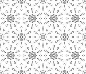 Black and white seamless illustrations. Coloring book, colouring page for children and adults. Decorative abstract linear vector pattern design. Thin line drawing. Easy to edit color and line weight