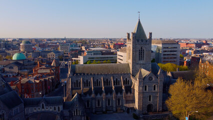 Fototapeta premium Christ Church Cathedral in Dublin - aerial view