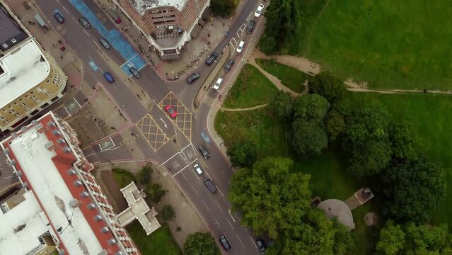 Detailed drone footage of houses in Balham, London.