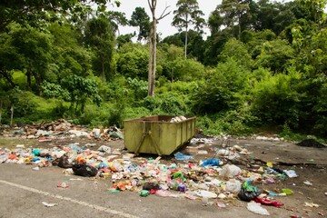 plastic garbage at the forest