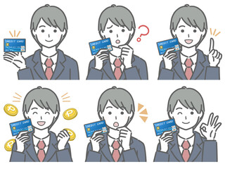 クレジットカードに関する色々　スーツの若い男性