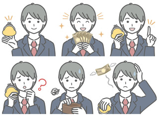 お金に関する色々　スーツの若い男性