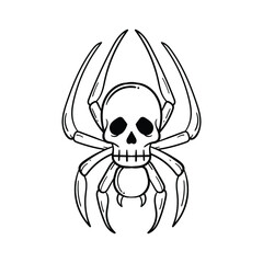hand drawn skull spider vintage doodle illustration for tattoo stickers poster etc