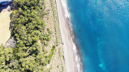 Aerial drone view of Satsuma Peninsula and Mt.Kaimon
(Kaimondake) in Kagoshima, Japan