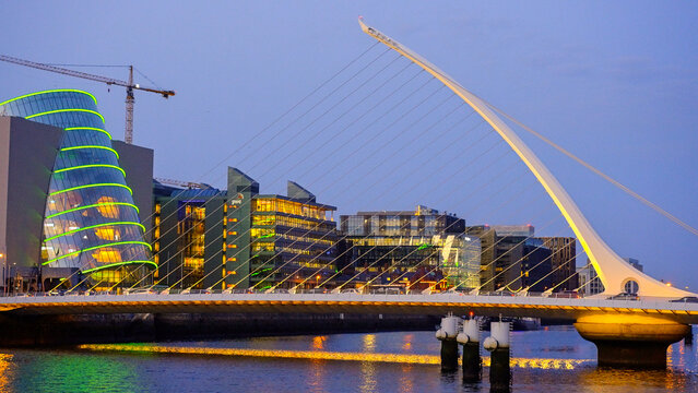 The Convention Centre Dublin in the evening- travel photography - CITY OF DUBLIN, IRELAND - APRIL 20, 2022
