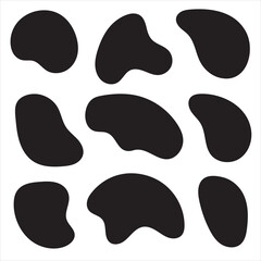 Liquid irregular blob shape abstract elements graphic flat style design fluid vector illustration set.