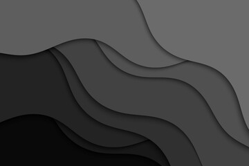 Curve black lines. Abstract dark wave pattern background. 