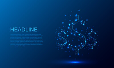 Dollar sign.Low poly style design. Abstract geometric background.vecter illustration