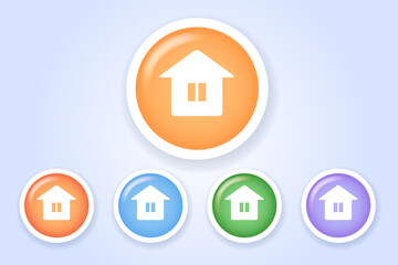 vector home button 3d icon set