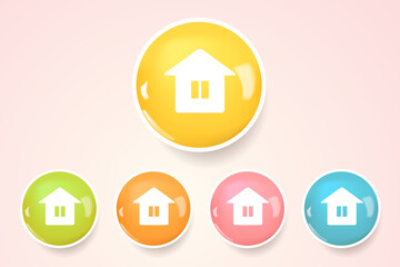 vector home button 3d icon set